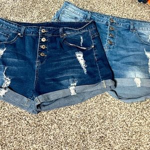 2 pairs of high waisted jean shorts! Like new!!